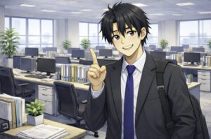 このブログについて教えようとしている男性のイラスト