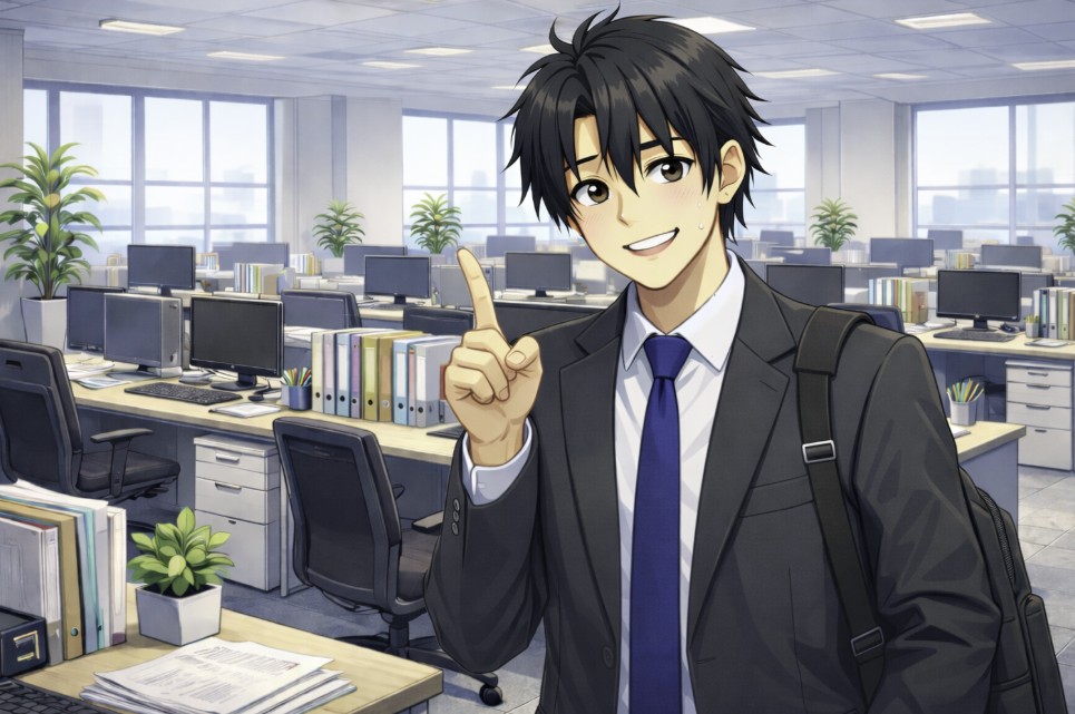 このブログについて教えようとしている男性のイラスト